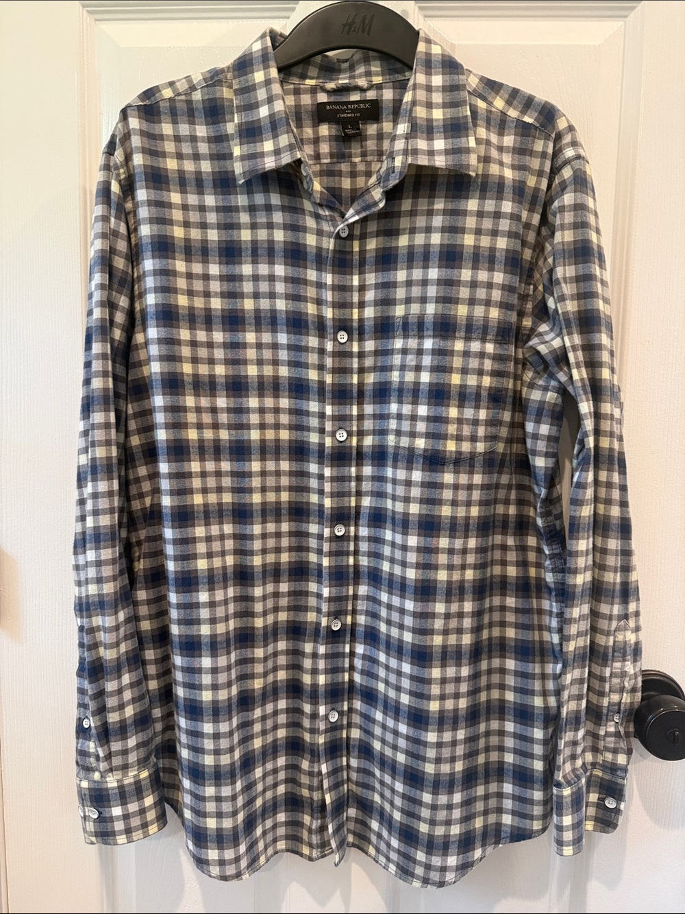 Banana Republic Blue and White Plaid Button-Down Shirt